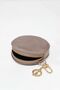 Champagne Italian Leather Round Clip On Coin Purse, thumbnail 1 of 3