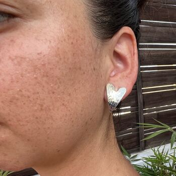 Textured Heart Sterling Silver Clip On Earrings, 2 of 6