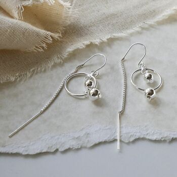 Sterling Silver Orbit Threader Earrings, 2 of 6