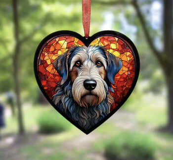 Scottish Deerhound Stained Glass Effect Heart Suncatcher, 5 of 5
