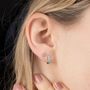 Huggie Hoop Earrings With Turquoise Stones, thumbnail 7 of 10