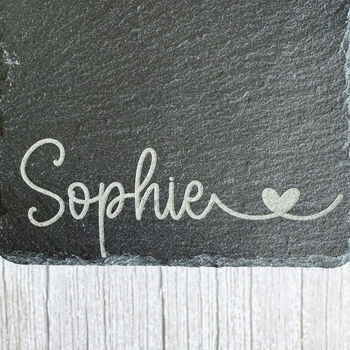 Personalised Engraved Slate Coaster With Heart Design Gift, 6 of 7