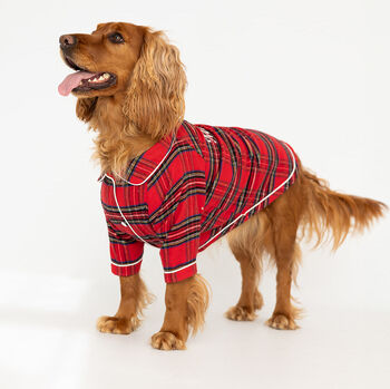 Personalised Tartan Christmas Dog Pyjamas, 8 of 12