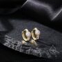 White Opal Cz Huggie Hoop Earrings In Sterling Silver, thumbnail 4 of 8