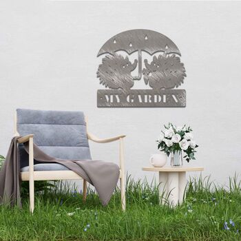 Metal Hedgehogs Welcome Sign Wall Decor Gift Idea, 5 of 10