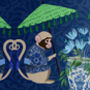 Monkey Parasol, Chinoiserie Lampshade In Blues, thumbnail 4 of 5