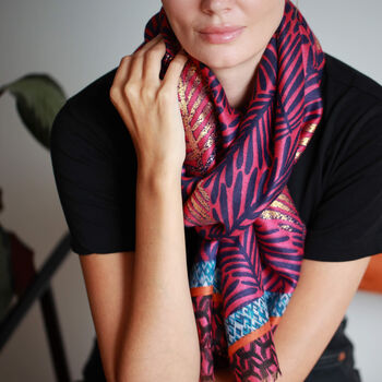 Gold Foliage Palm Leaves Scarf, 2 of 12