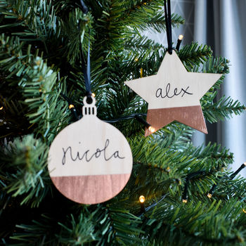Personalised Bauble And Star Christmas Tree Decorations, 2 of 6
