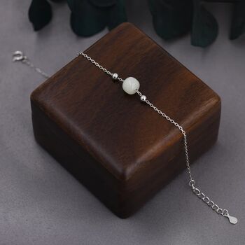Genuine Milky Jade Cz Floating Bracelet Sterling Silver, 5 of 10