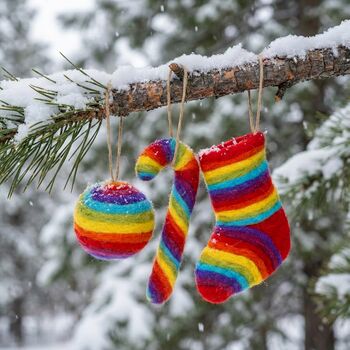 Handmade Felt Rainbow Bauble Christmas Tree Decoration, 4 of 4