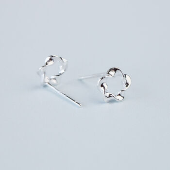 Sterling Silver Twisted Circle Stud Earrings, 2 of 4