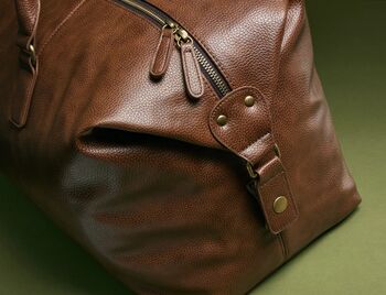 Personalised Leather Look Nuhide Pu Leather Weekender, 6 of 7