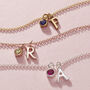 Birthstone And Italic Initial Charm Bracelet, thumbnail 1 of 8