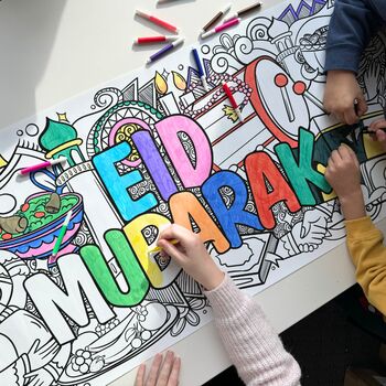 Eid Mubarak Giant Colouring Poster Banner One.4m, 3 of 8