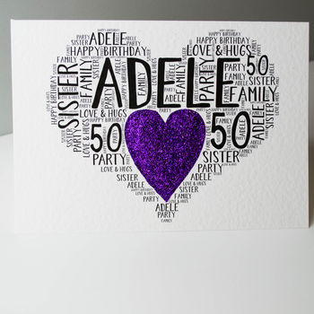 Personalised 50th Birthday Sparkle Card, 6 of 12