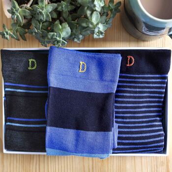 Personalised Initial Mens Soft Bamboo Socks Gift Set, 4 of 4