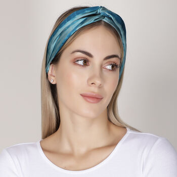 Tie And Dye Blue And Grey Mulberry Silk Headband, 3 of 5