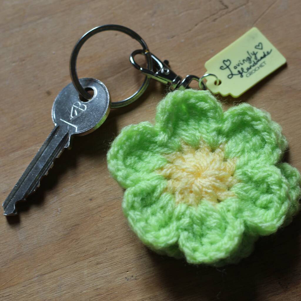 Crocheted Flower Keyring Letterbox Gift By Lovingly Handmade Crochet