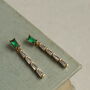 Art Deco Emerald Baguette Drop Earrings, thumbnail 4 of 6
