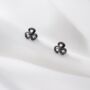 Sterling Silver Tiny Clover Flower Stud Earrings, thumbnail 3 of 6