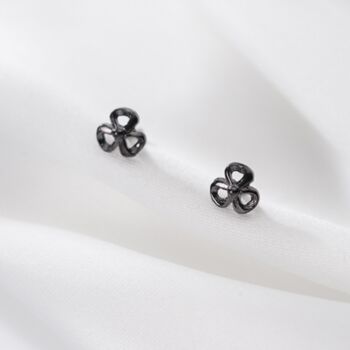 Sterling Silver Tiny Clover Flower Stud Earrings, 3 of 6