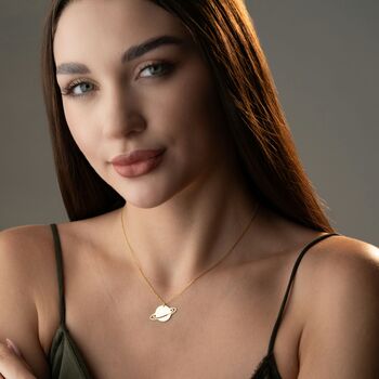 Celestial Saturn Planet Necklace, 3 of 8