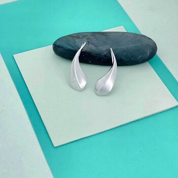 Angular Teardrop Sterling Silver Earrings, 3 of 5