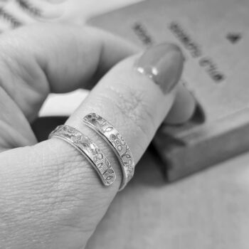 Floral Sterling Silver Adjustable Band Ring, 6 of 7