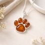 Sterling Silver Amber Paw Print Pendant – 20mm, thumbnail 2 of 9