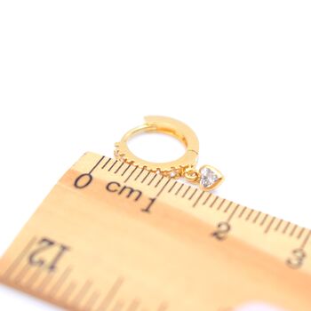 Gold Plated Clear Cubic Zirconia Heart Hoop Earrings, 4 of 6