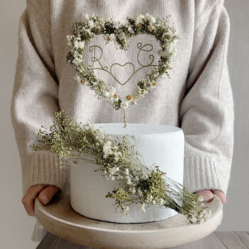 Personalised Dried Flower Heart Cake Topper, 2 of 9