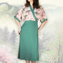 Special Occasion Wrap Dress In Crepe And Cloudpine Silk, thumbnail 2 of 4