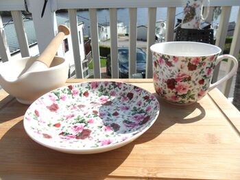 Large Cup And Saucer In Ditsy Pink Summertime Chintz Design, 12 of 12