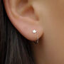 Silver Huggie Star Hoop Earrings, thumbnail 1 of 8