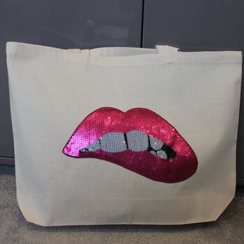 Sequin Lip Shopper Bag, 2 of 4