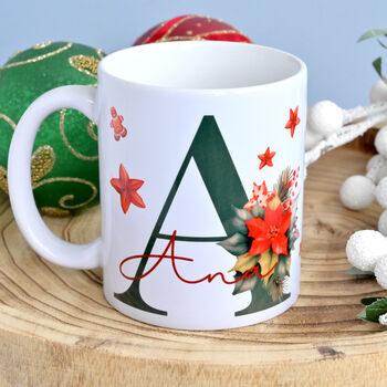 Personalised Initial Letter Christmas Mug, 2 of 3