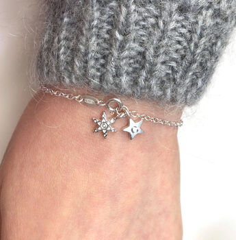 Personalised Sterling Silver Snowflake And Initial Star Necklace, 8 of 9