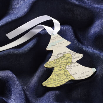 Personalised Wooden Christmas Tree Map Decoration, 2 of 3