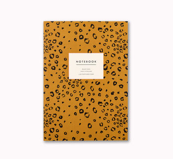 A5 Notebook Mustard Leopard Print Lined Journal, 5 of 9