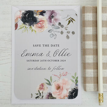 Vintage Floral Personalised Save The Date Card, 3 of 3