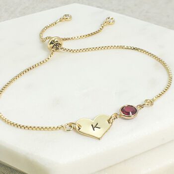 Gold Plated Initial And January Birthstone Bracelet, 5 of 5