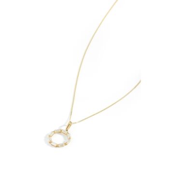 Yellow Gold Cz Halo Pendant Necklace, 2 of 5