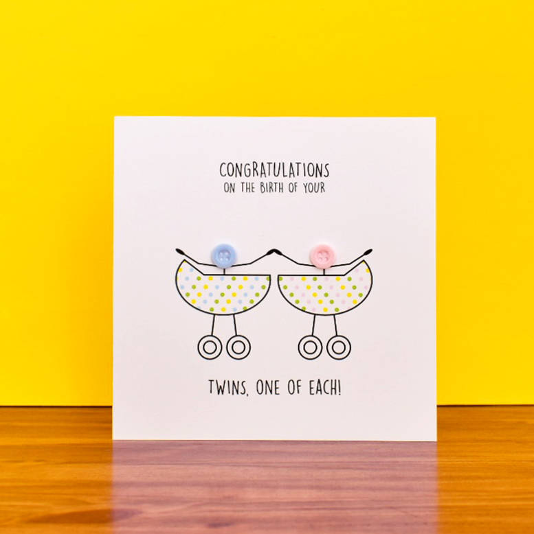 newborn twins congratulations button card by mrs l cards ...