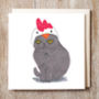 Birthday Card Cat In Chicken Hat, thumbnail 2 of 2