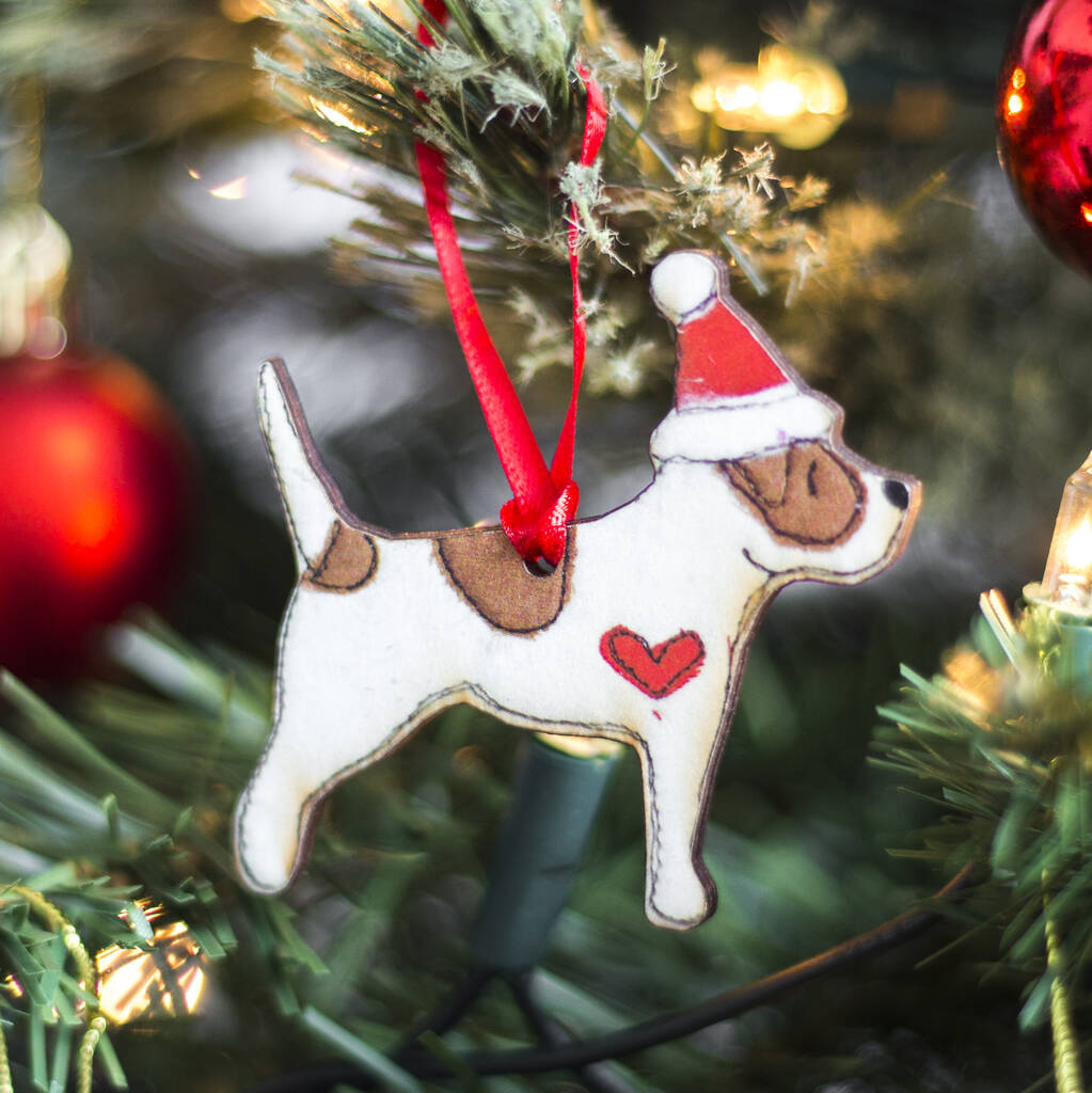 Jack Russell Dog Christmas Decoration By Ren And Thread