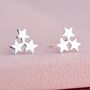 Sterling Silver Triple Star Cluster Stud Earrings, thumbnail 3 of 7