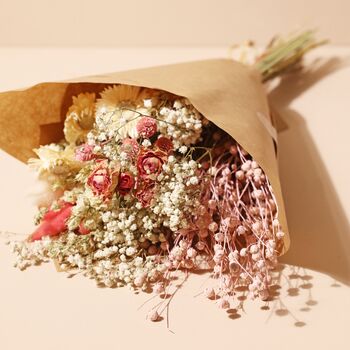 Vintage Pink Market Style Dried Flower Bouquet, 3 of 5