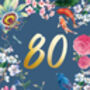 80th Birthday Floral Decorative Card, thumbnail 2 of 3