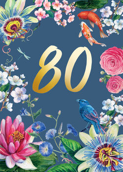 80th Birthday Floral Decorative Card, 2 of 3