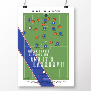 Rangers Nine In A Row Laudrup Goal Poster, 2 of 8
